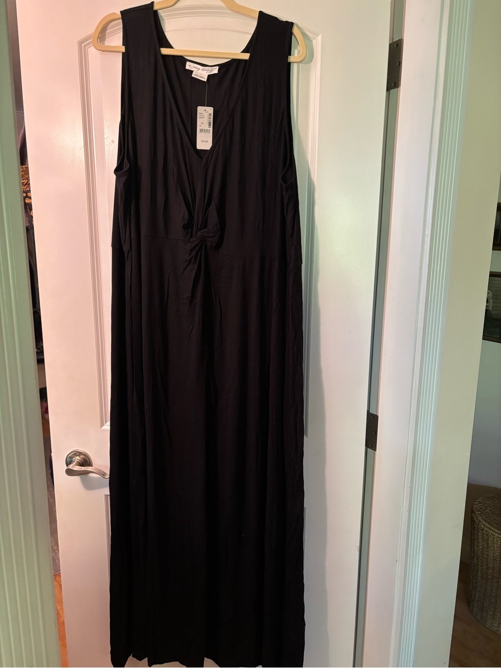 Sleeveless Black Maxi Dress with Front “Tie”